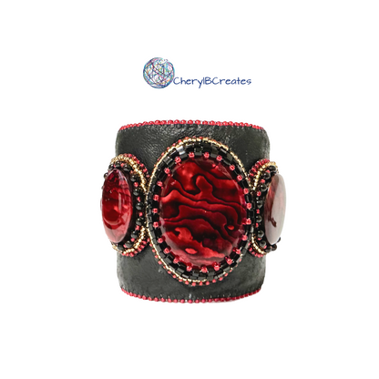 Red Abalone Shell Cuff Bracelet