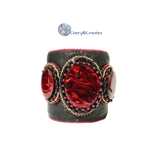 Red Abalone Shell Cuff Bracelet