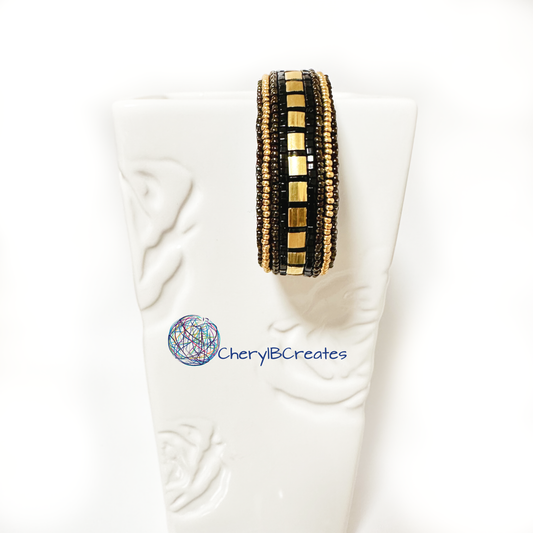 24 kt. Gold Plated Bead Embroidered Tila Bracelet