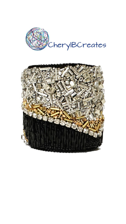 Black Gold and Silver Cuff Bracelet