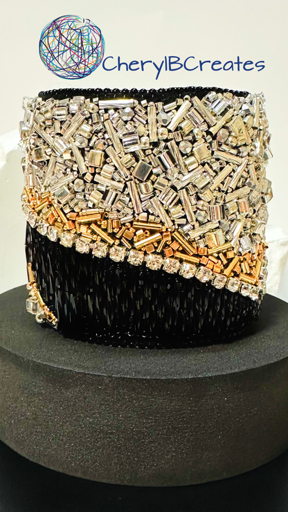 Black Gold and Silver Cuff Bracelet