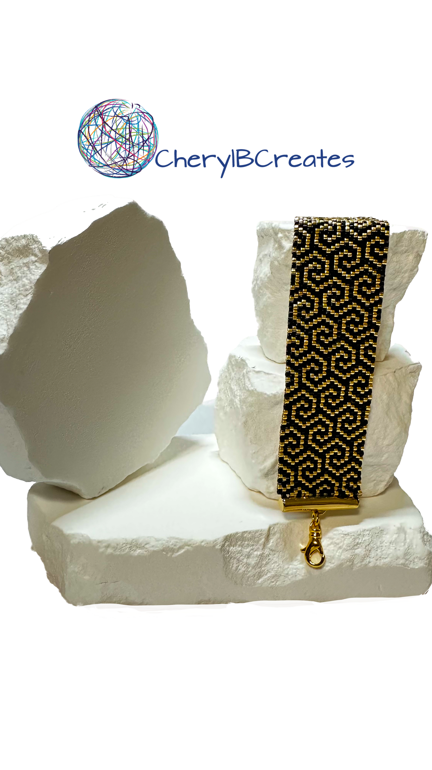 Black and Gold Swirl Bracelet