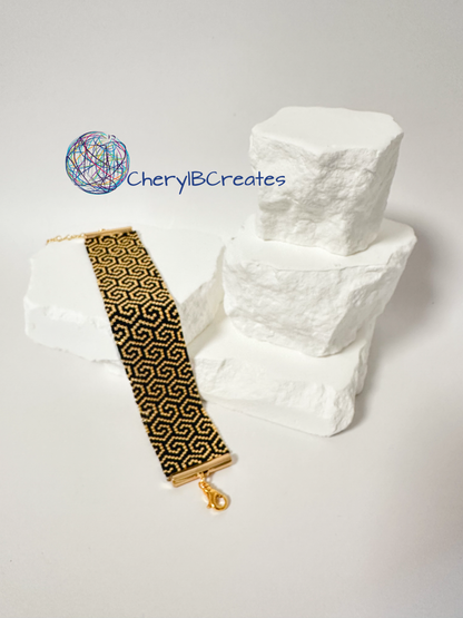 Black and Gold Swirl Bracelet