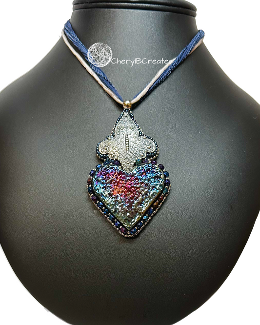 Raku Heart With Fleur-De-Lis