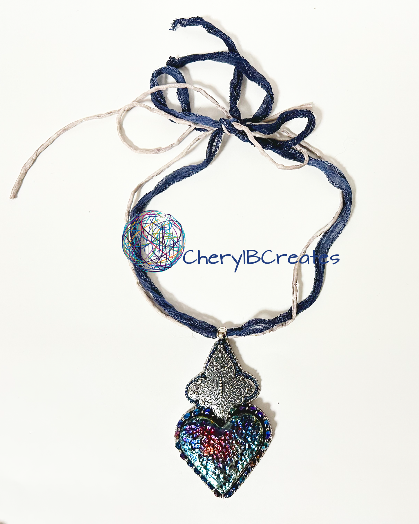 Raku Heart With Fleur-De-Lis