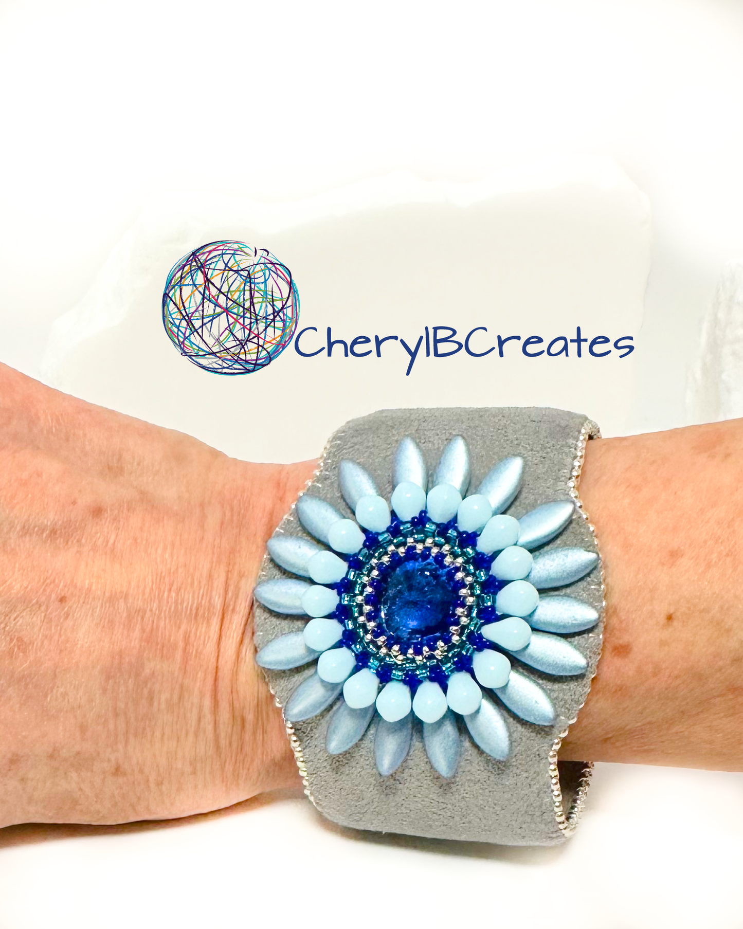 Blue Daisy Bracelet Cuff