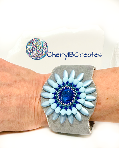 Blue Daisy Bracelet Cuff