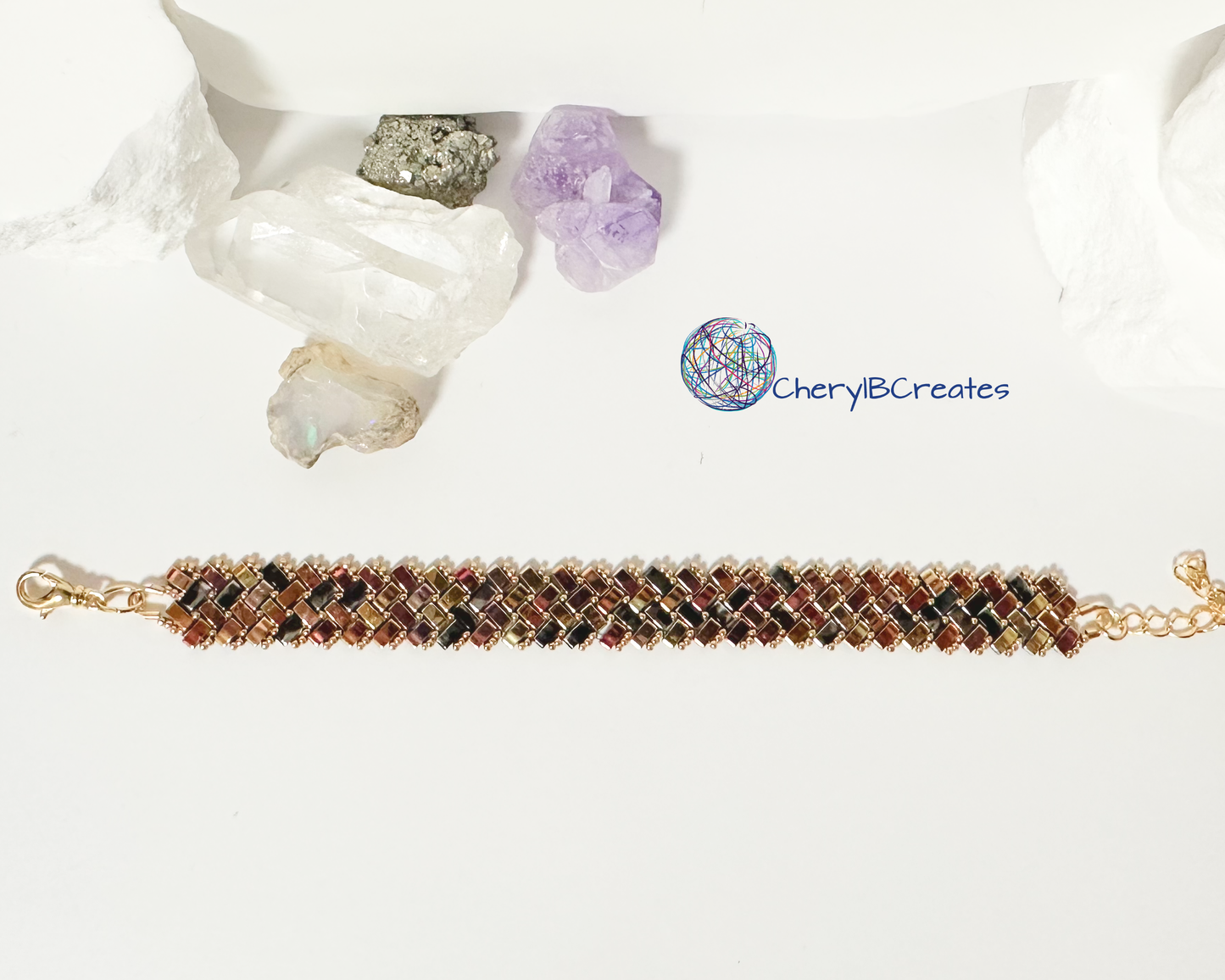 2 Wide Half Tila Herringbone Bracelet