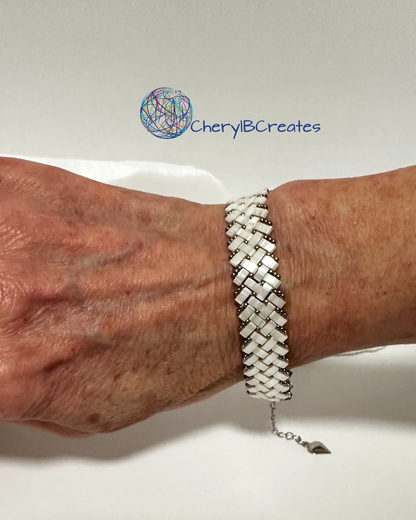 2 Wide Half Tila Herringbone Bracelet