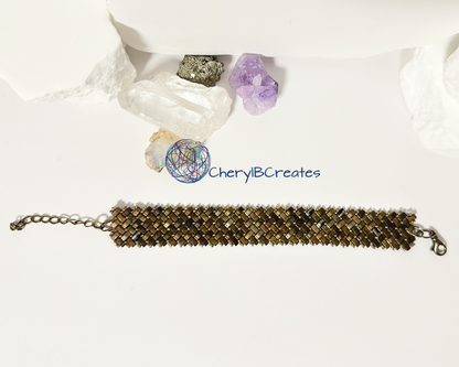 3 Wide Half Tila Herringbone Bracelet