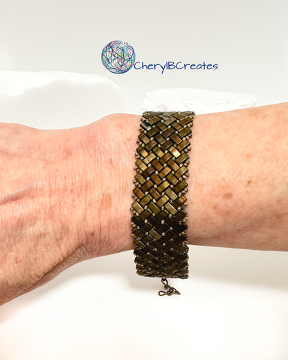 3 Wide Half Tila Herringbone Bracelet