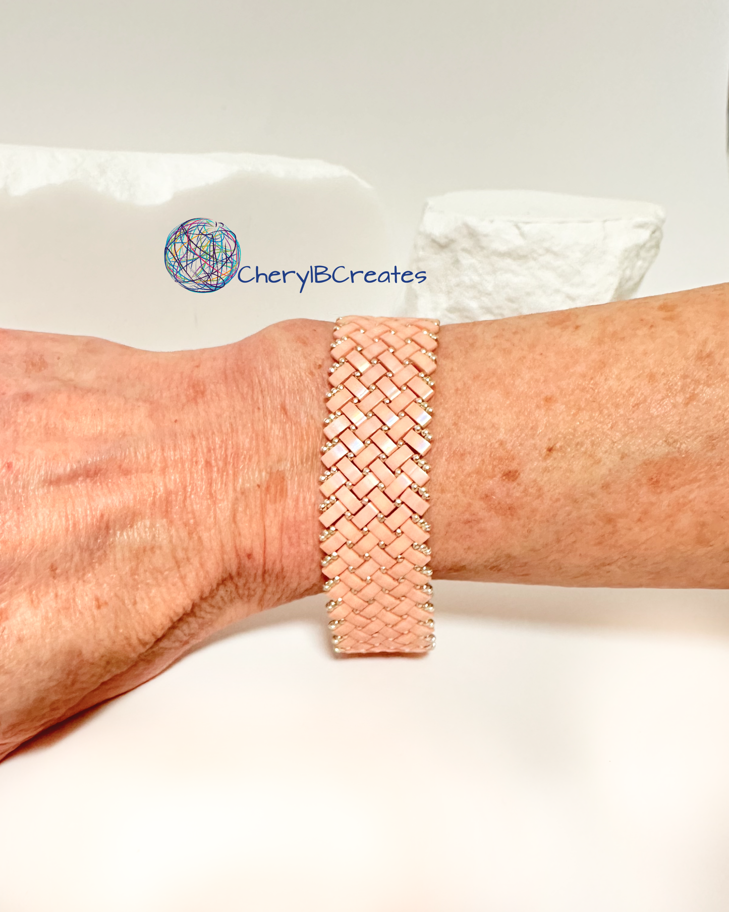 3 Wide Half Tila Herringbone Bracelet