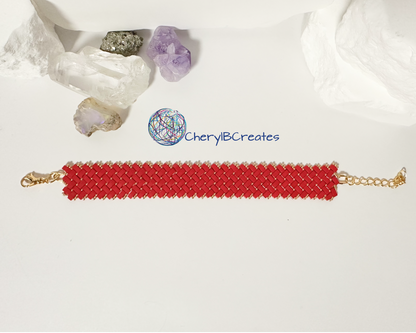 3 Wide Half Tila Herringbone Bracelet