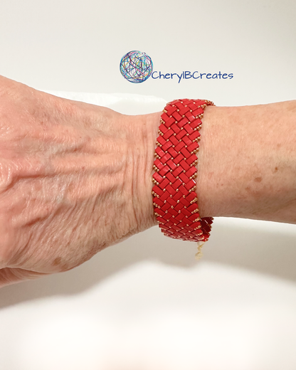 3 Wide Half Tila Herringbone Bracelet