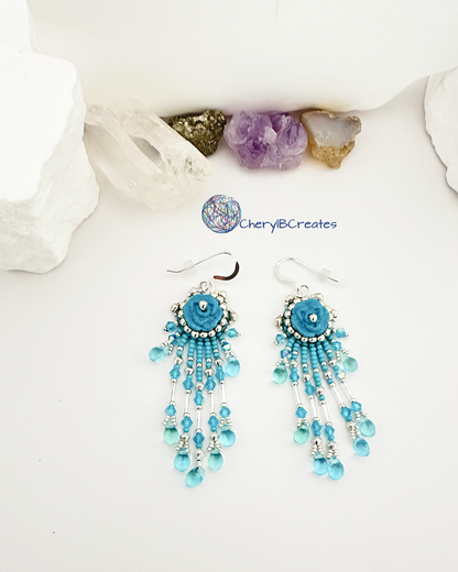 Carved Rose With Fringe Earrings