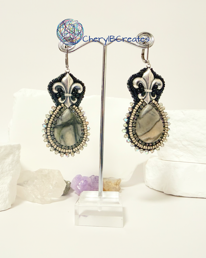 Picasso Jasper and Fluer-de-Lis Earrings