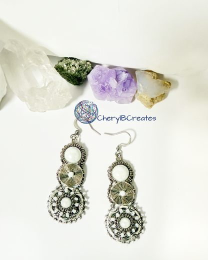 Three Tier White Pearl Earrings