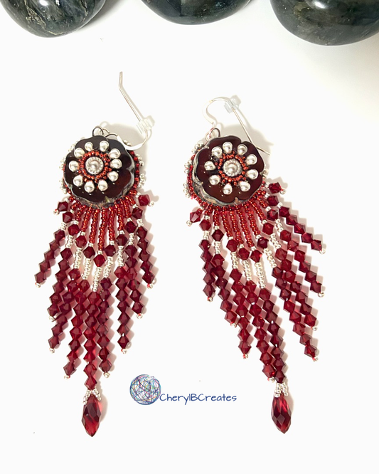 Red Hawaiian Flower Earrings