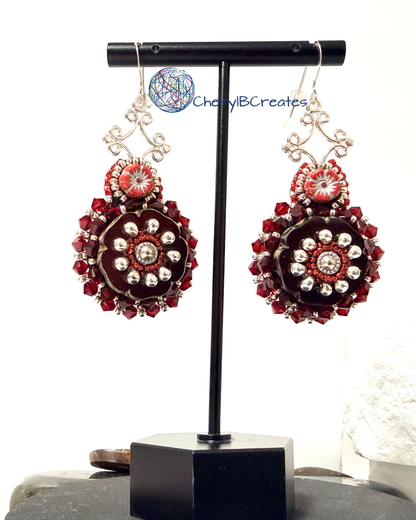 Red Hawaiian Flower Earrings