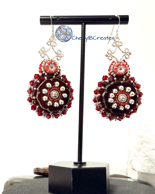 Red Hawaiian Flower Earrings