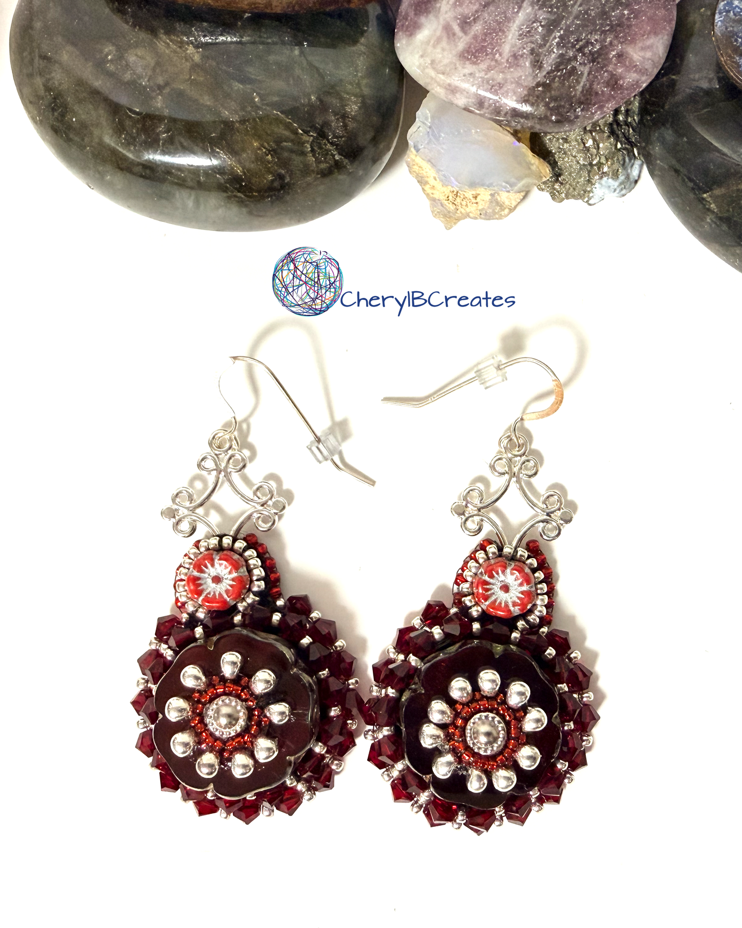 Red Hawaiian Flower Earrings