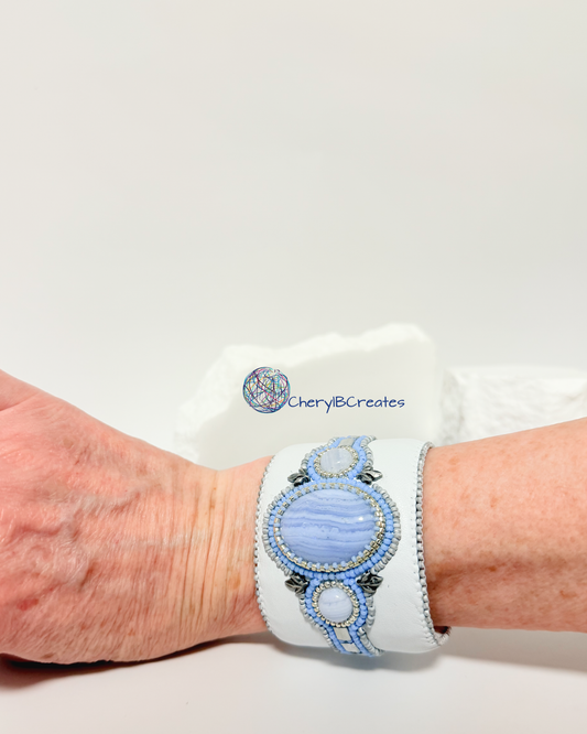 Blue Lace Agate Cuff Bracelet