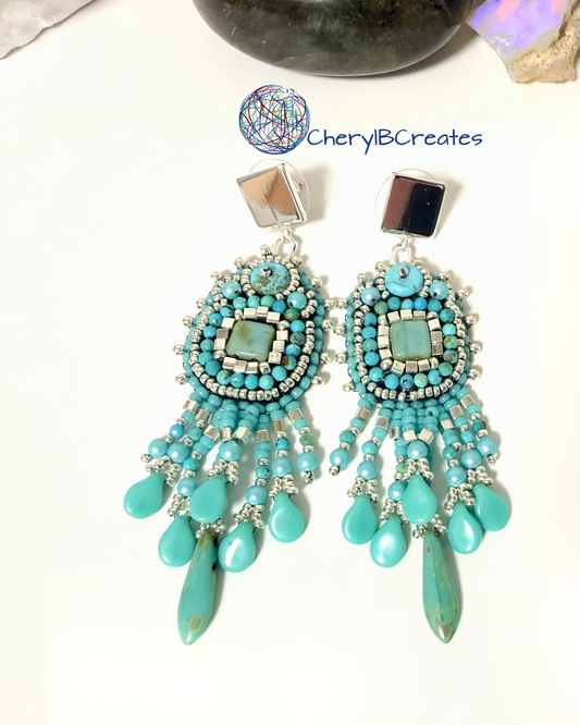 Turquoise Fringed Earrings
