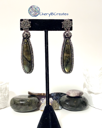 Labradorite Long Drop Earrings