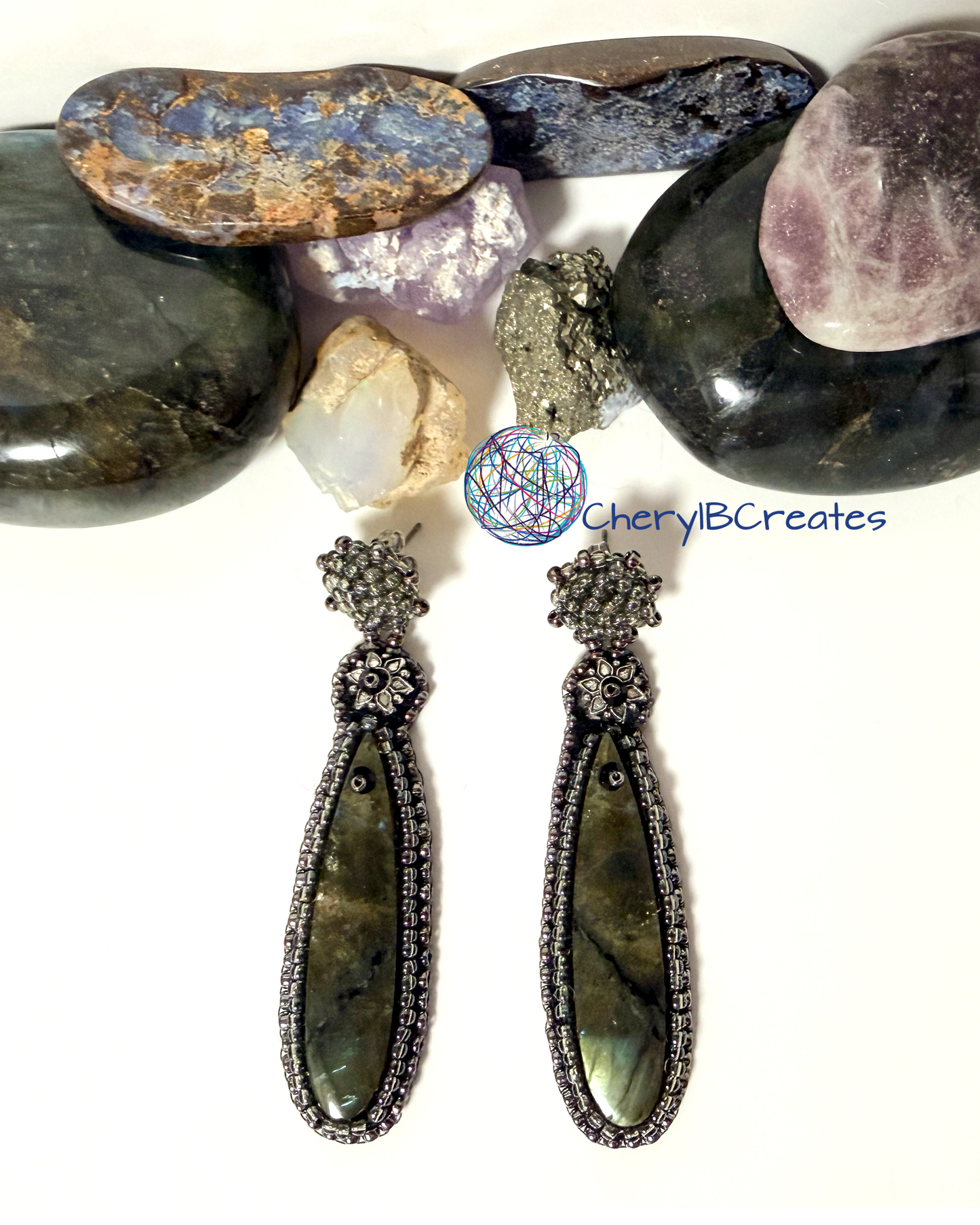 Labradorite Long Drop Earrings