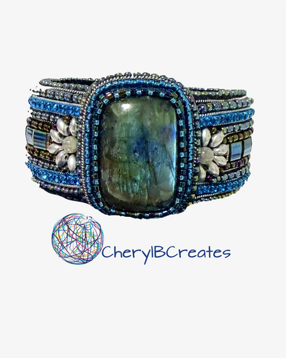 One Of A Kind Labradorite Beaded Cuff Bracelet