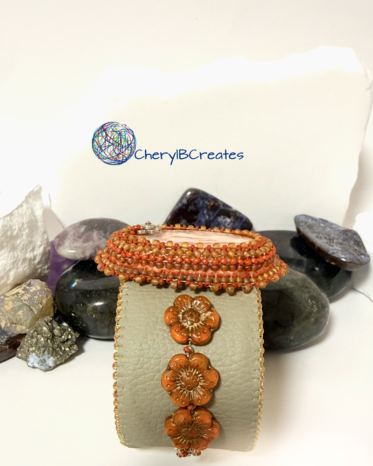 One Of A Kind Redline Marble Beaded Cuff Bracelet