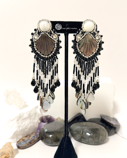 Black Lip Shell Earrings V2