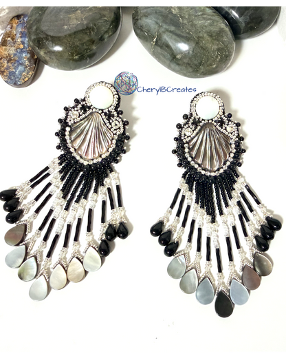 Black Lip Shell Earrings V2