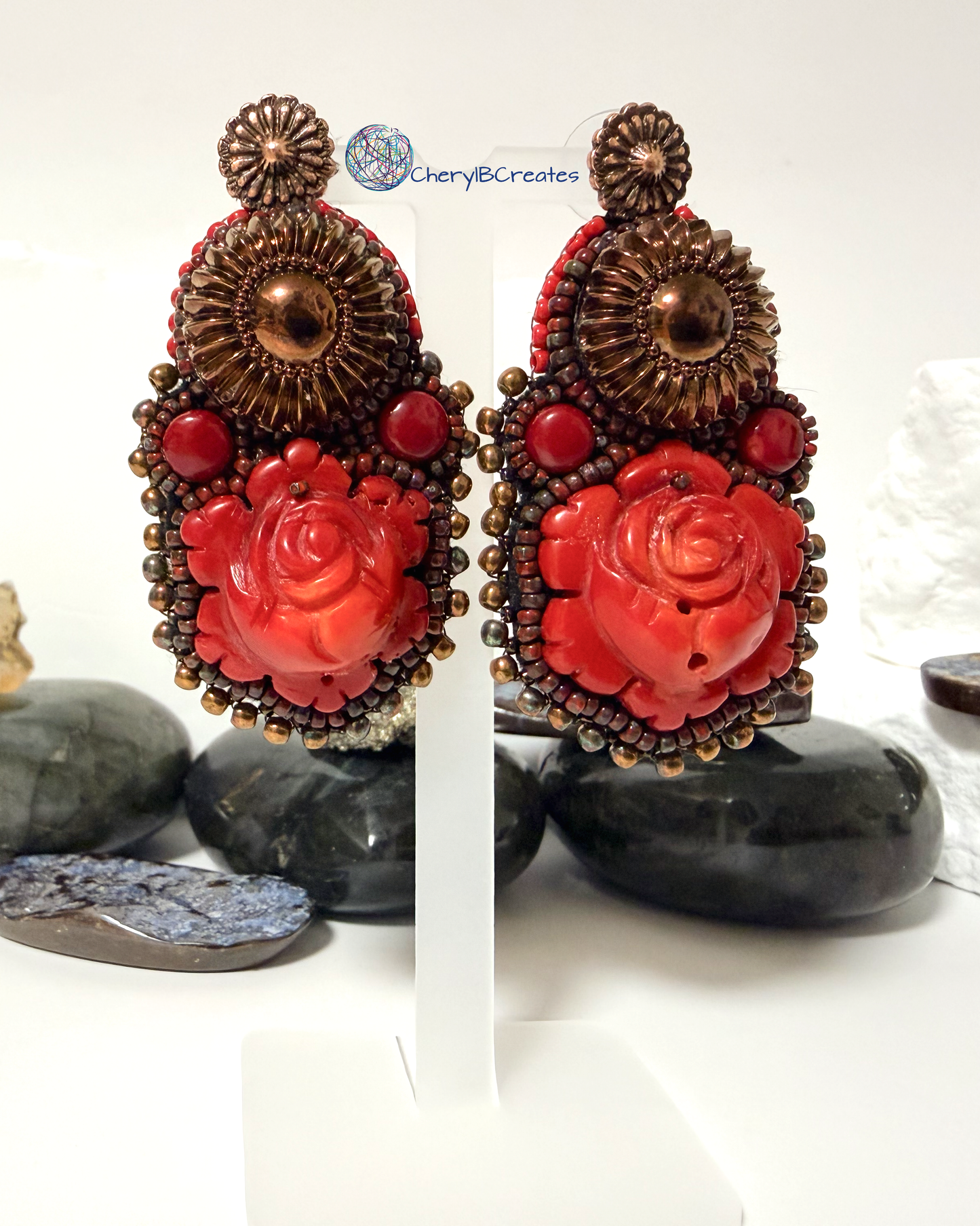 Red Bamboo Coral Earrings
