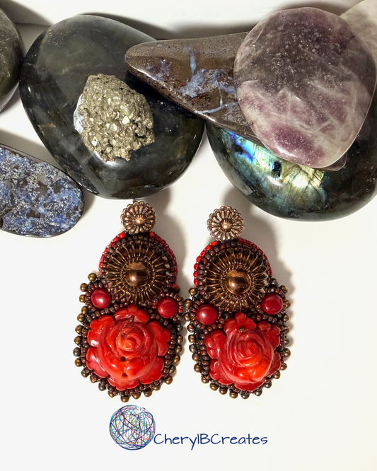 Red Bamboo Coral Earrings