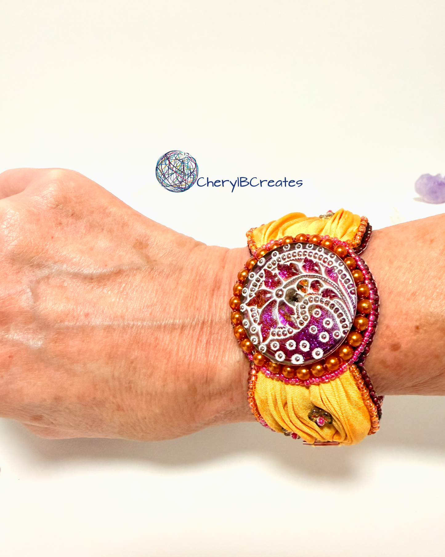 Magenta Jewel Shibori Bracelet