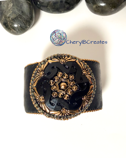 Black Button Cuff Bracelet