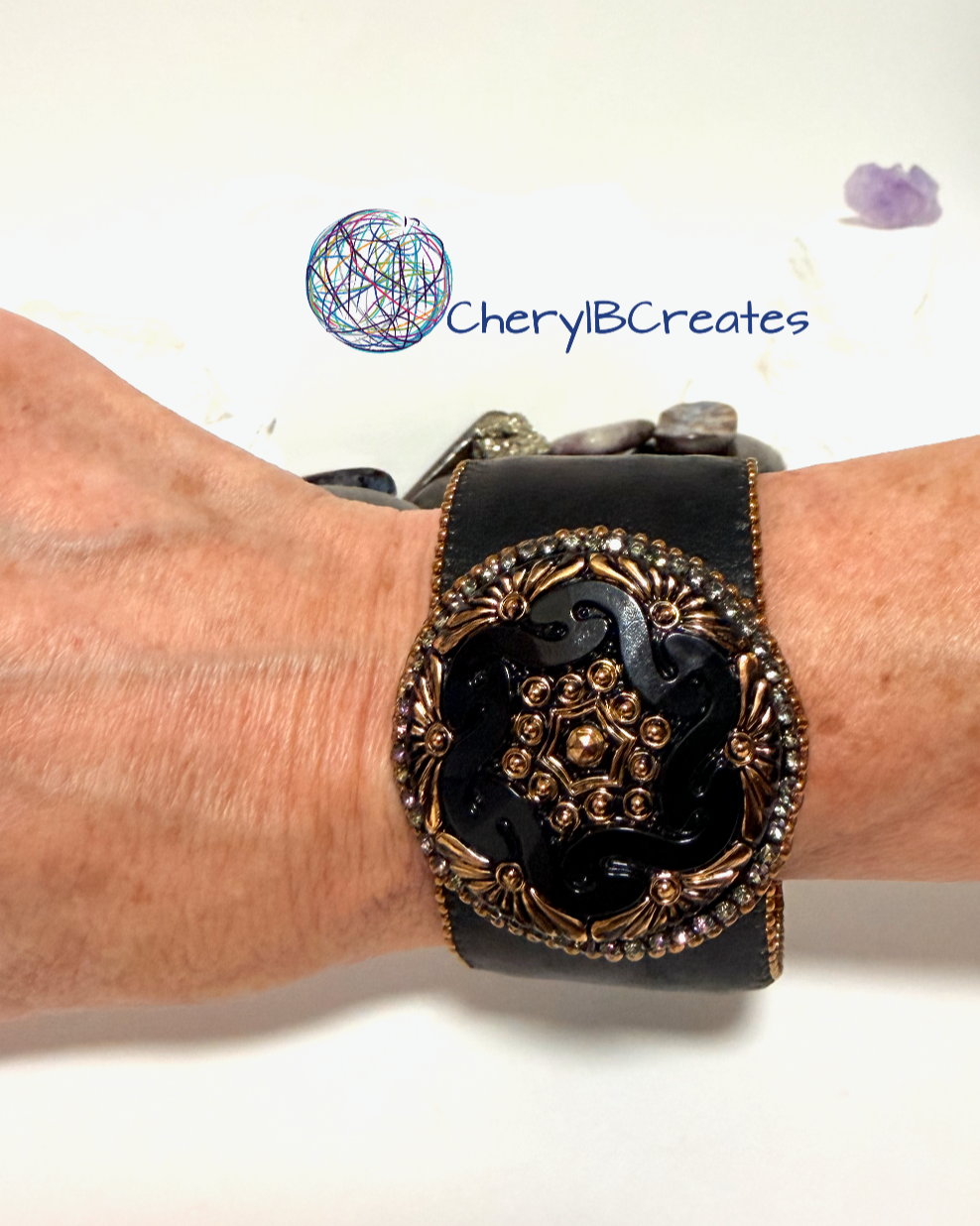 Black Button Cuff Bracelet