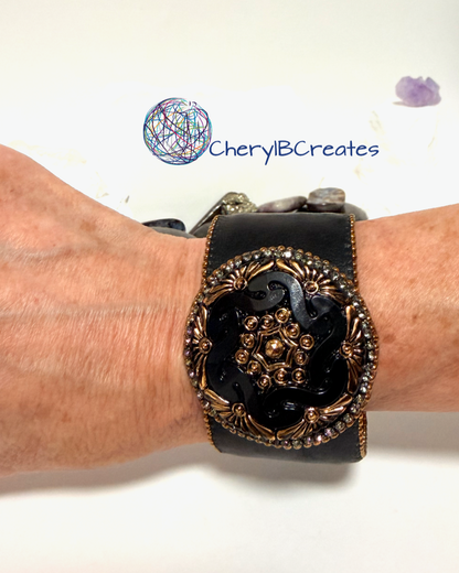Black Button Cuff Bracelet