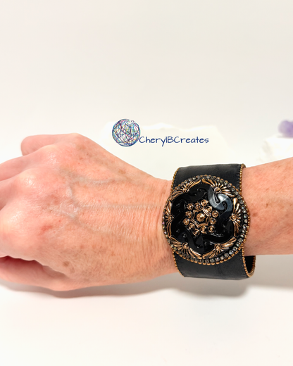 Black Button Cuff Bracelet
