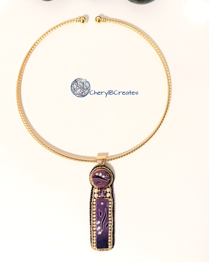 Bold Purple Clay Artisan Necklace