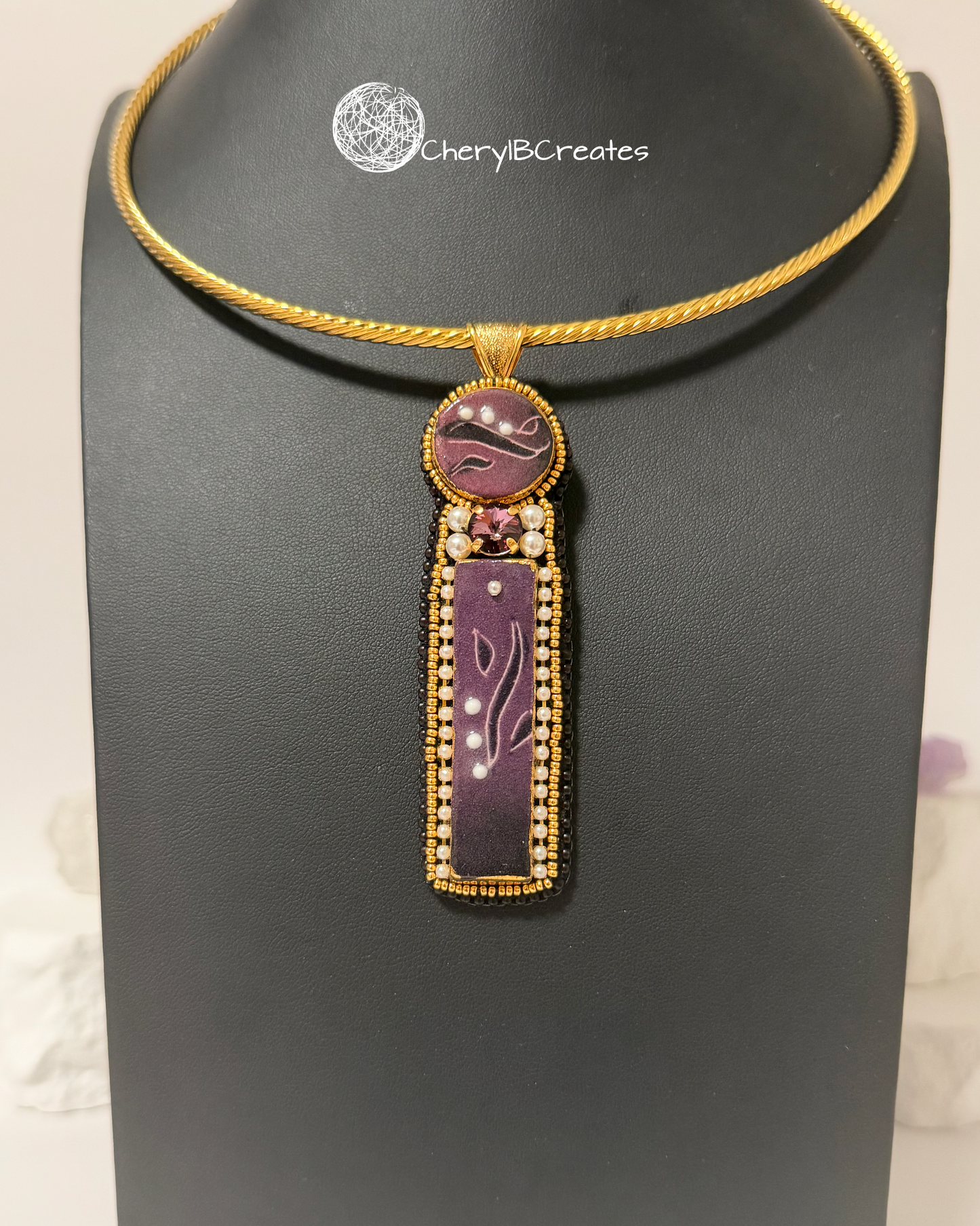 Bold Purple Clay Artisan Necklace