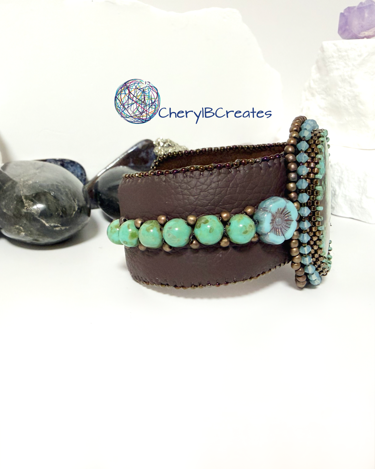 Turquoise Statement  Beaded Cuff Bracelet