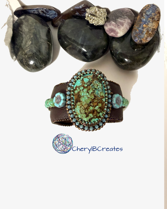 Turquoise Statement  Beaded Cuff Bracelet