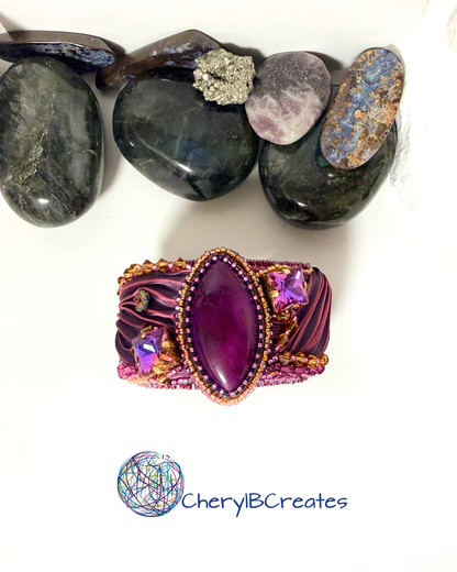 Brazilian Agate Shibori Cuff Bracelet