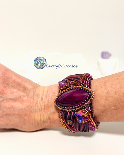 Brazilian Agate Shibori Cuff Bracelet