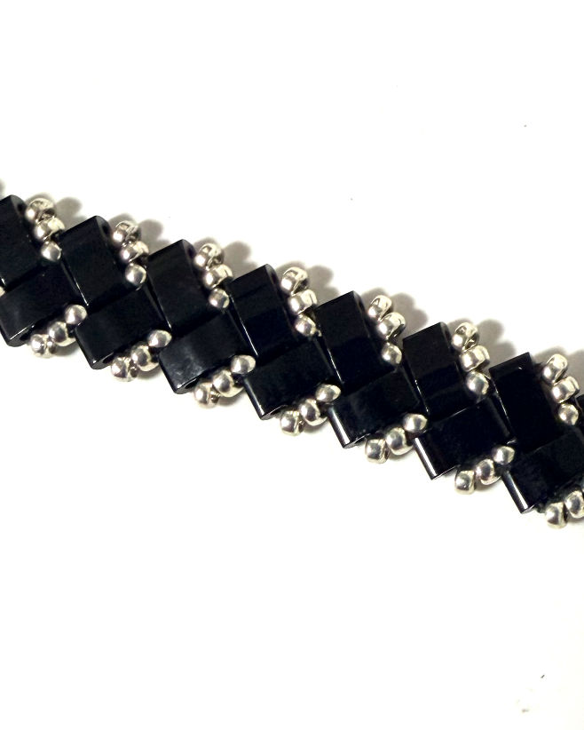1 Wide Half Tila Herringbone Bracelet-7.5 inches plus extension