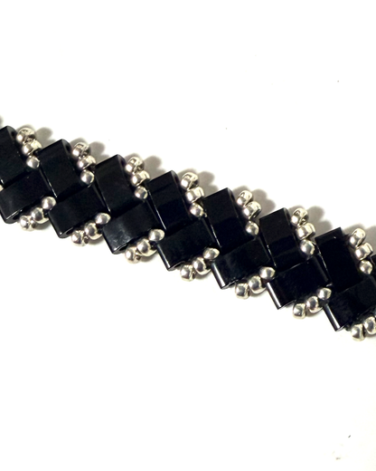 1 Wide Half Tila Herringbone Bracelet-7.5 inches plus extension