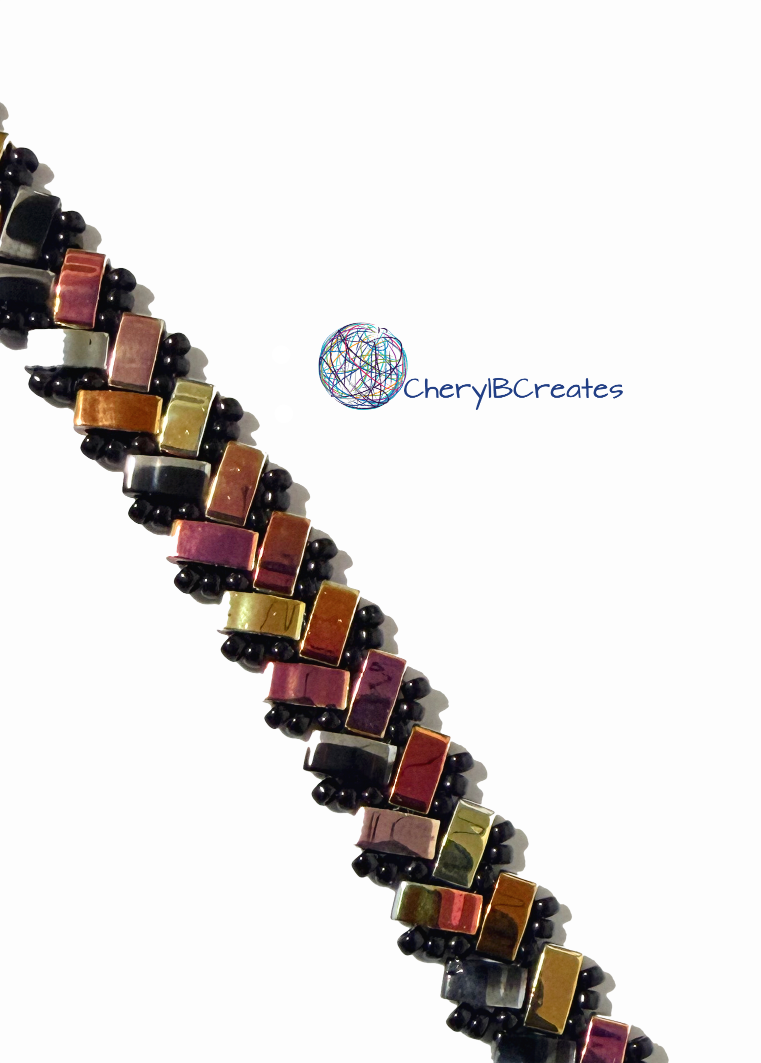 1 Wide Half Tila Herringbone Bracelet-7.5 inches plus extension