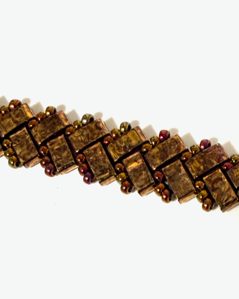 1 Wide Half Tila Herringbone Bracelet-7.5 inches plus extension
